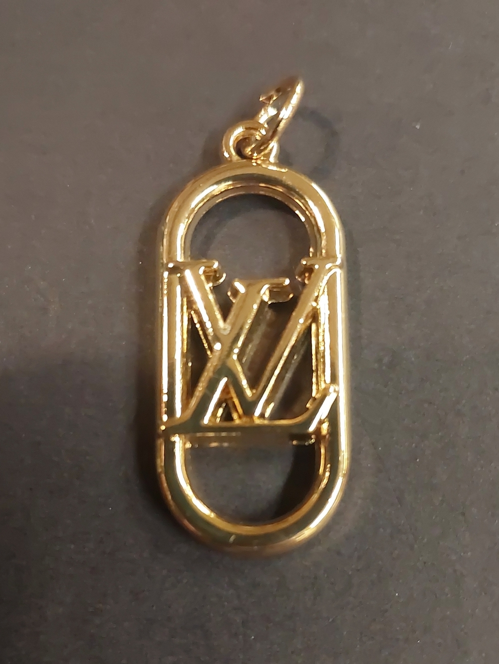 LV Gold Tone Oval Monogram Charm Pendant